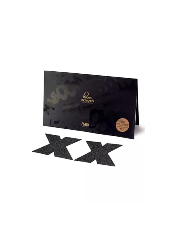 Bijoux de seins Flash Croix Noir