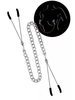 Pinces à seins et chaine argentée