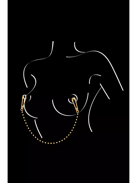 Pinces à seins et chaine argentée