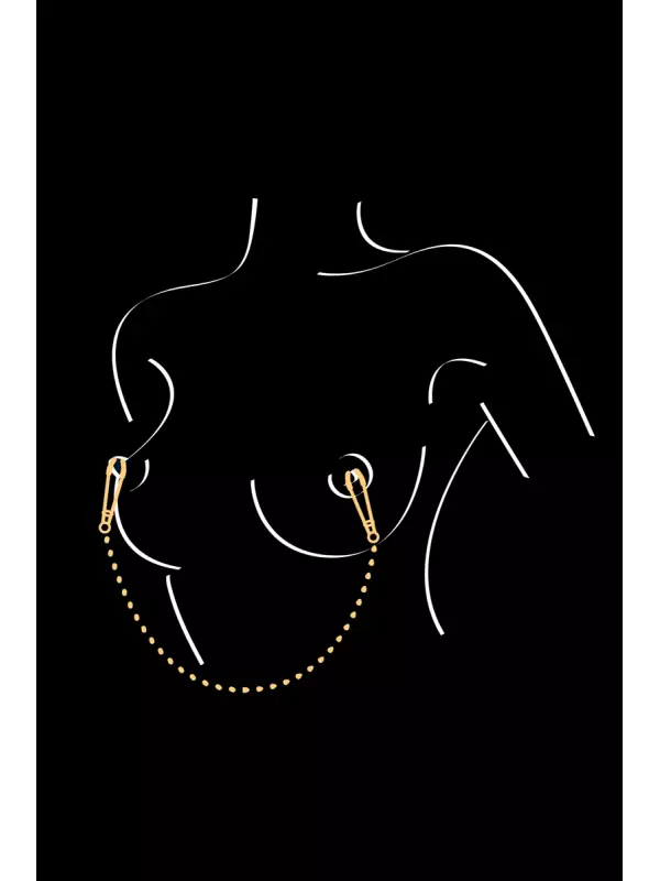 Pinces à seins et chaine argentée