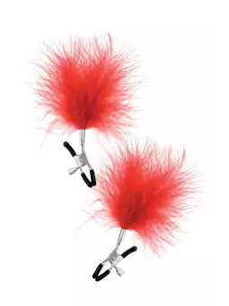 Pinces à seins plumeau rouge - Sweet Caress