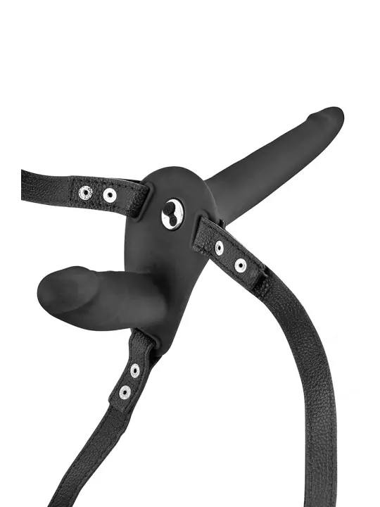Double gode ceinture noir vibrant - Fetish Tentation