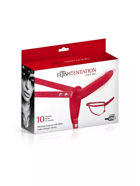 Gode ceinture rouge vibrant Fetish Tentation