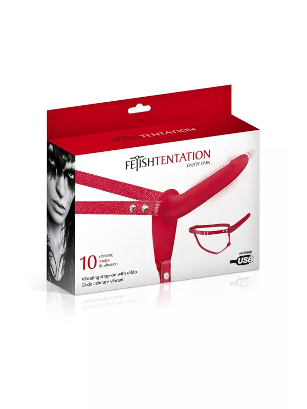 Gode ceinture rouge vibrant Fetish Tentation