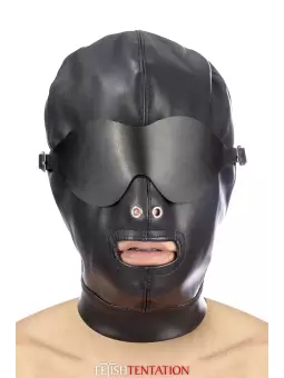 Cagoule simili cuir avec bandeau amovible - Fetish Tentation