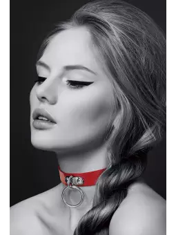 Collier Fetish rouge avec anneau - Bijoux Pour Toi