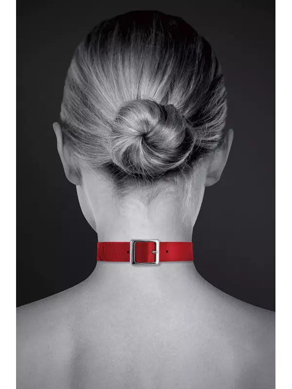 Collier Fetish rouge avec anneau - Bijoux Pour Toi