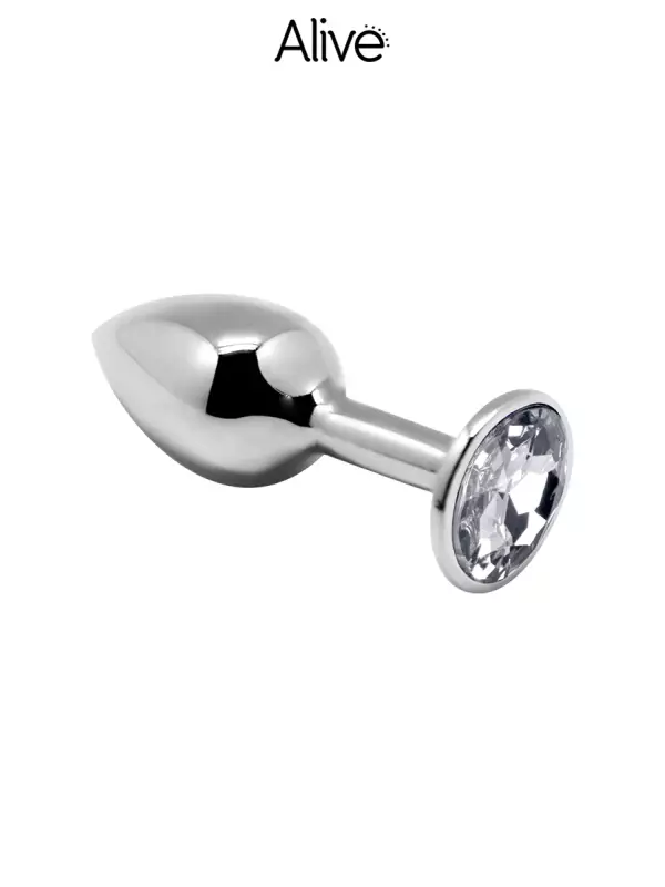 Plug métal bijou transparent L - Alive