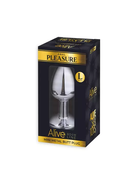 Plug métal bijou rose L - Alive