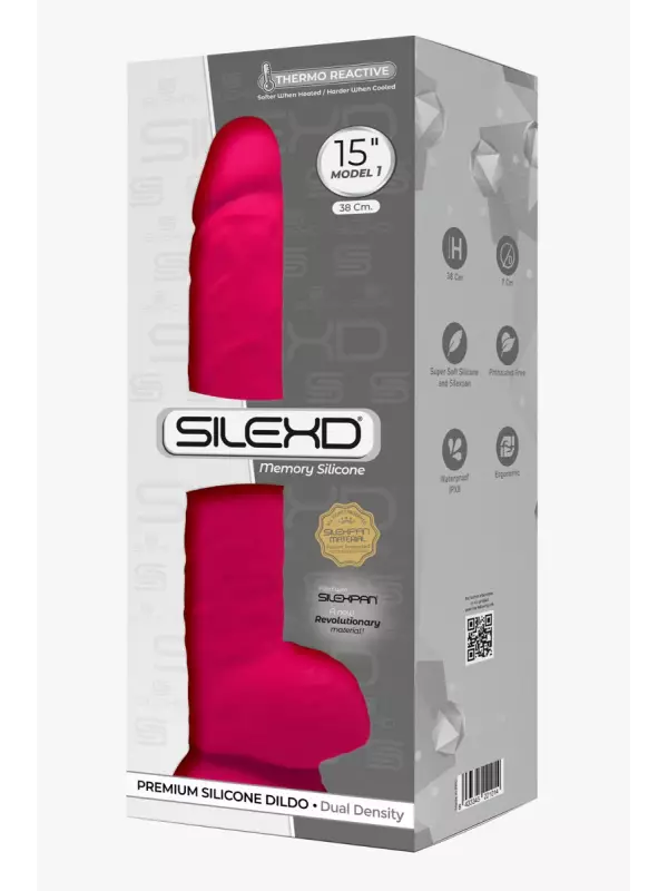 Gode XXL double densité Rose 38 x 7 cm - SilexD