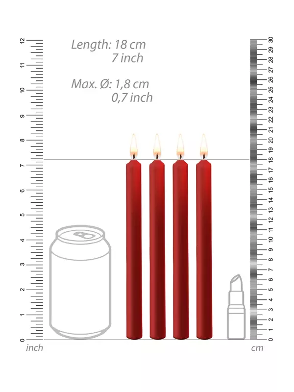 4 bougies SM rouges Large - Ouch!