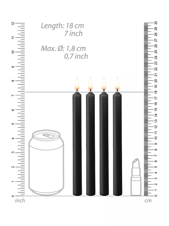 4 bougies SM noires Large - Ouch!