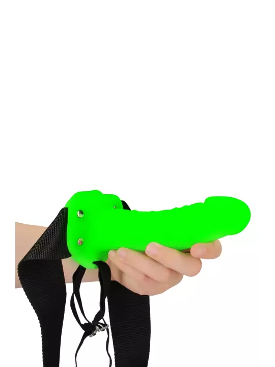 Gode-ceinture creux phosphorescent  18cm - Ouch
