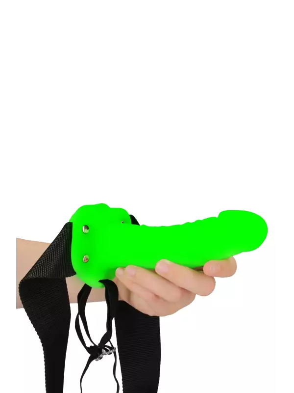Gode-ceinture creux phosphorescent  18cm - Ouch