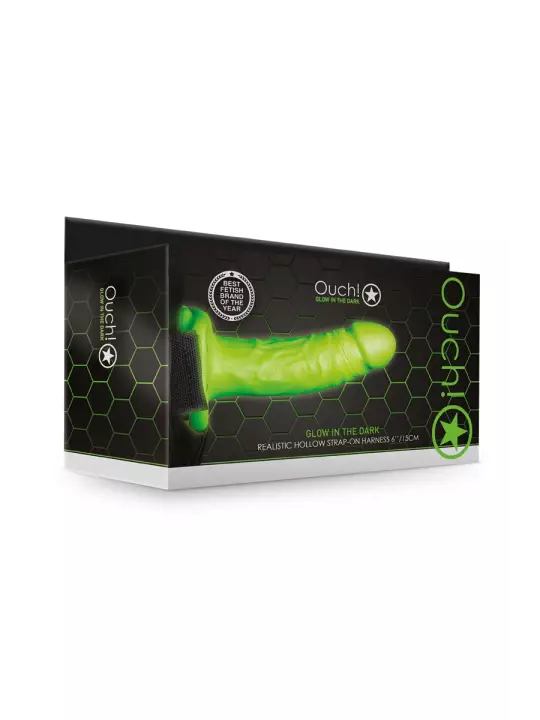 Gode-ceinture creux phosphorescent  18cm - Ouch