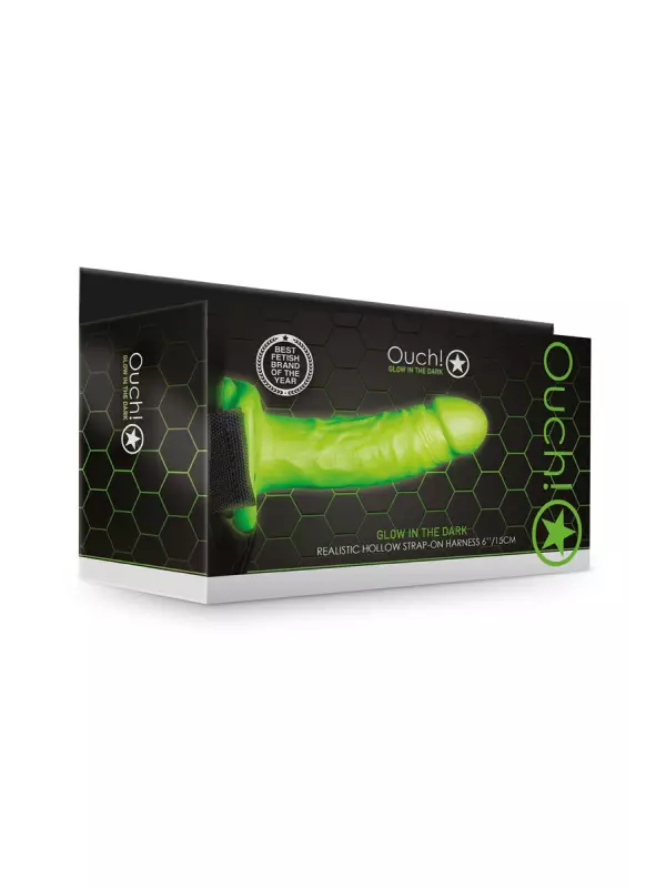 Gode-ceinture creux phosphorescent  18cm - Ouch