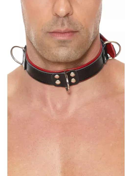 Collier Bondage Deluxe rouge et noir - Ouch!