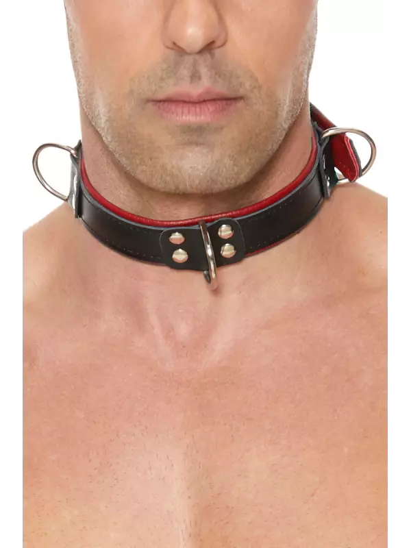Collier Bondage Deluxe rouge et noir - Ouch!