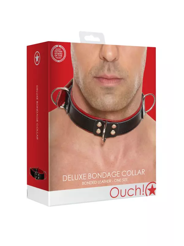 Collier Bondage Deluxe rouge et noir - Ouch!