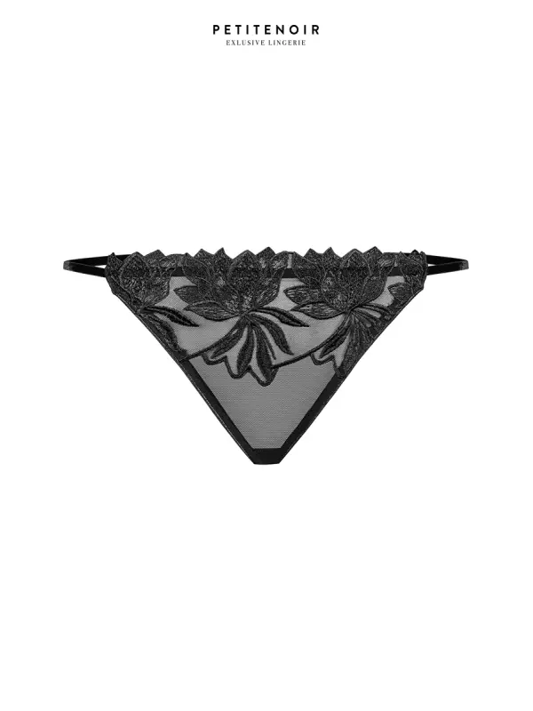 Slip échancré tulle et broderies