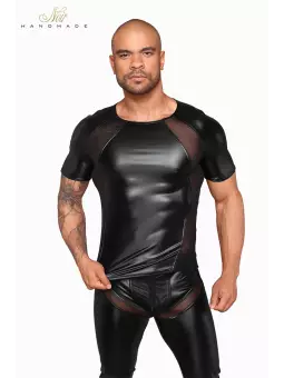 T-shirt wetlook et filet H056