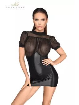 Mini robe wetlook et tulle F204