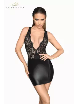 Robe courte wetlook et dentelle F214
