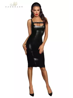 Robe cintrée fendue en wetlook F251