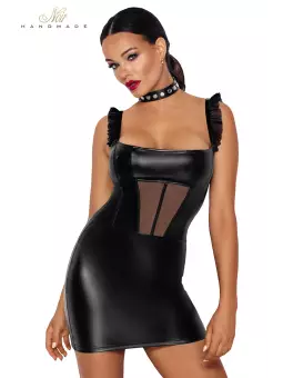 Robe courte wetlook et tulle F257