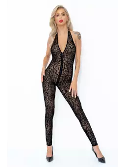 Combinaison dos nu en tulle léopard F286