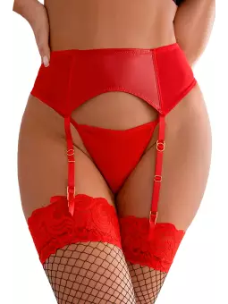 Porte-jarretelles wetlook avec string rouge