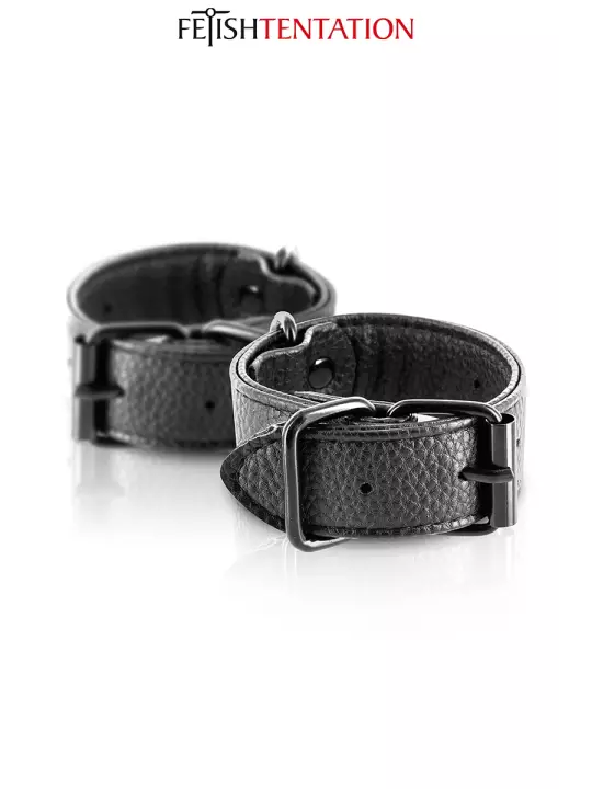 Menottes simili cuir ajustables - Fetish Tentation
