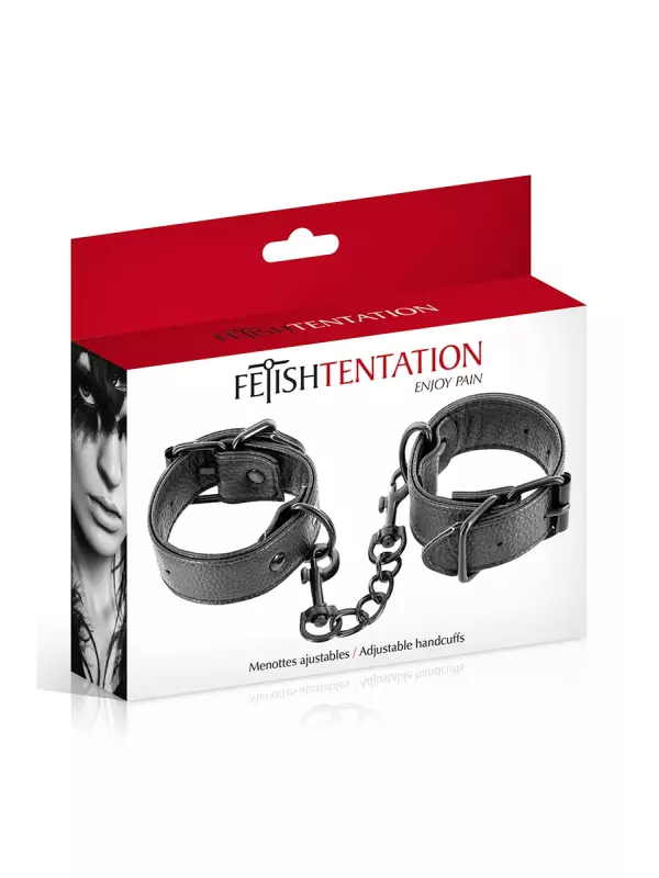 Menottes simili cuir ajustables - Fetish Tentation