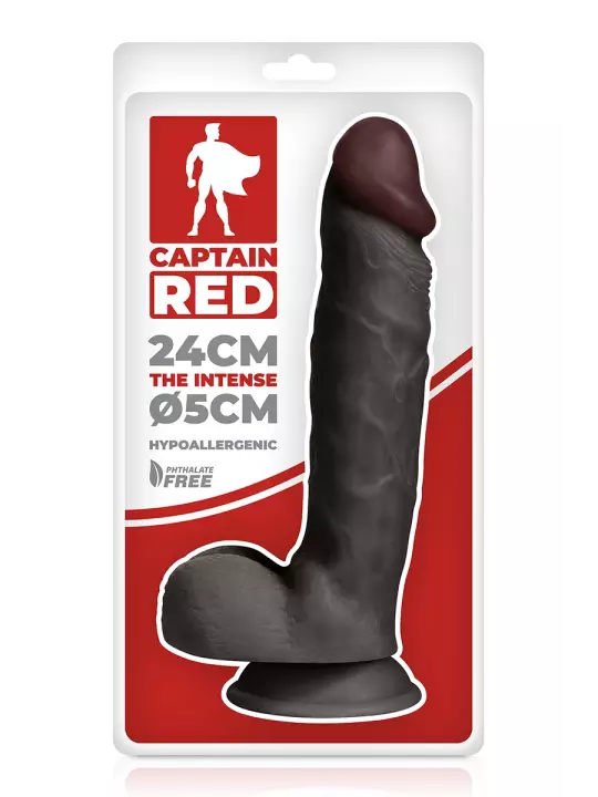 Gode réaliste The Intense Black 24 x 5 cm - Captain Red