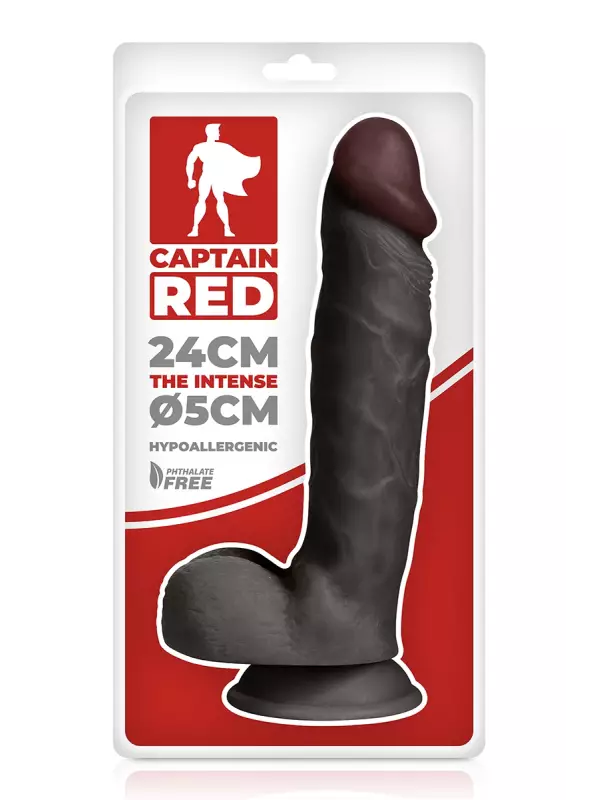 Gode réaliste The Intense Black 24 x 5 cm - Captain Red