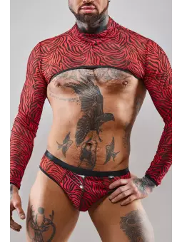 Crop top tulle zébré rouge et noir - Regnes