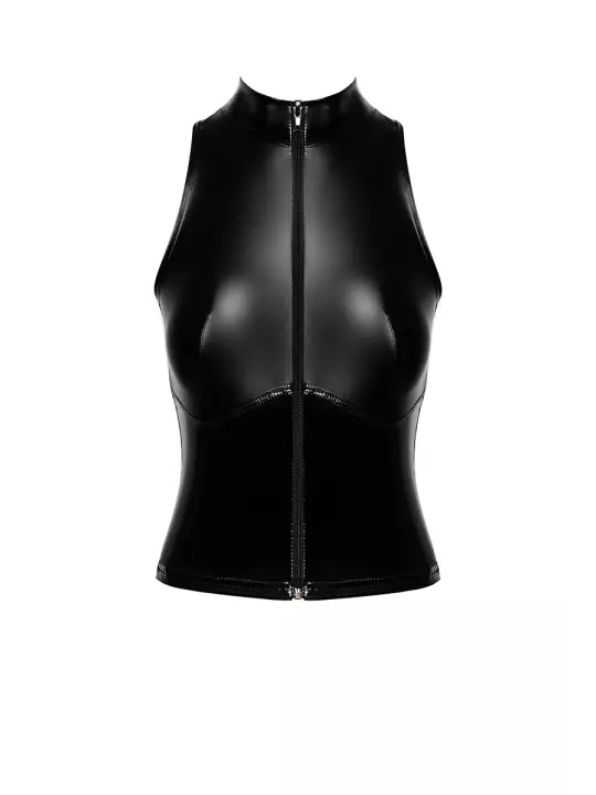 Top zippé Glam F324 vinyle et wetlook Top zippé Glam F324 vinyle et wetlook