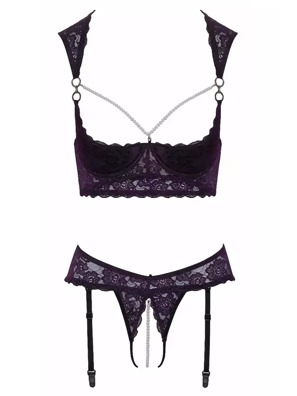 Ensemble lingerie ouverte violet - Cotelli Lingerie