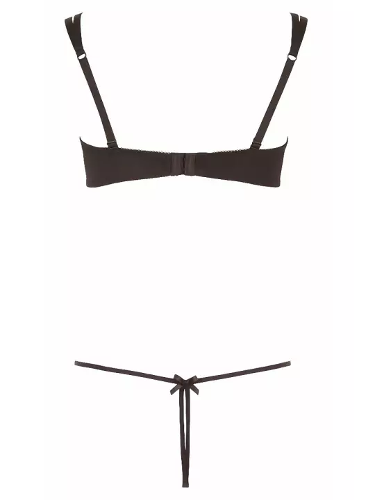 Ensemble dentelle string ouvert et seins nus noir - Cottelli Lingerie Ensemble dentelle string ouvert et seins nus noir - Cottelli Lingerie