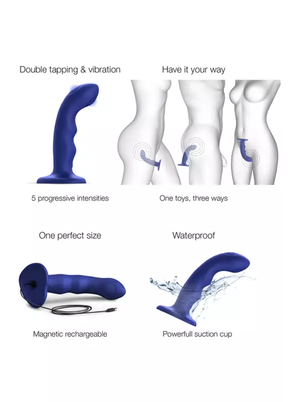 Vibro Tapping dildo wave bleu - Strap on Me