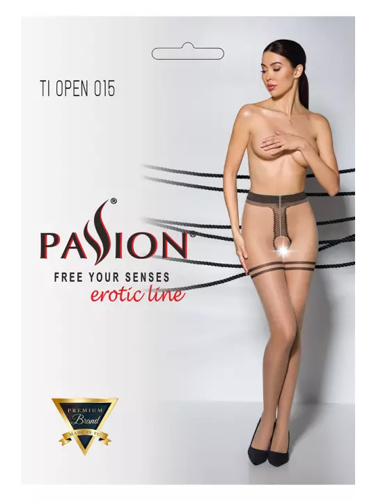 Collants ouverts TI015 20 deniers - beige