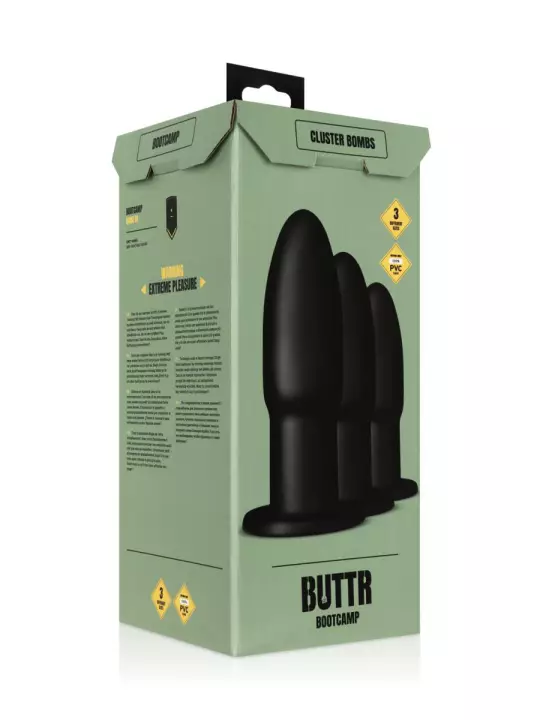 Kit entrainement anal 3 plugs Cluster Bombs - Buttr